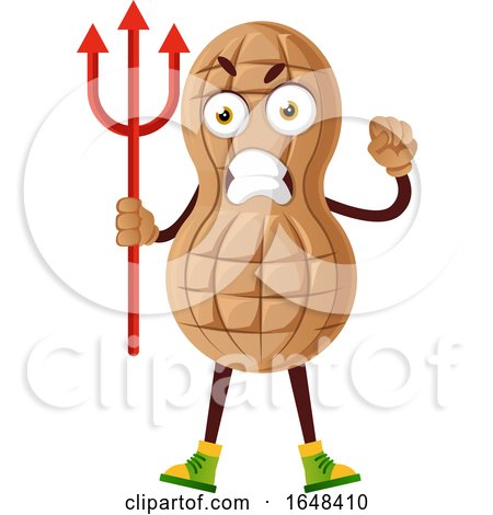 Cartoon Peanut Mascot Character Holding a Trident by Morphart Creations