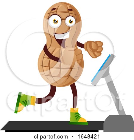 Cartoon Peanut Mascot Character Exercising on a Treadmill by Morphart Creations