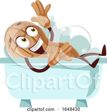 Cartoon Peanut Mascot Character Taking a Bath by Morphart Creations