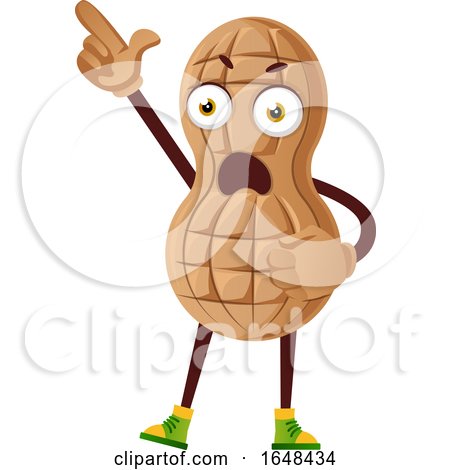 Cartoon Peanut Mascot Character Holding up a Finger by Morphart Creations
