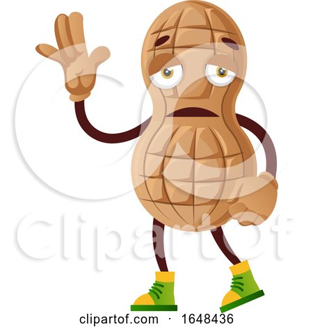 Cartoon Sad Peanut Mascot Character Waving by Morphart Creations