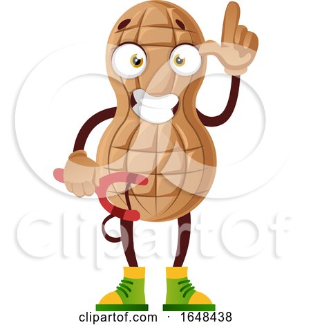 Cartoon Peanut Mascot Character Holding a Slingshot by Morphart Creations