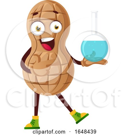 Cartoon Peanut Mascot Character Holding a Laboratory Container by Morphart Creations