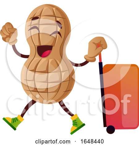 Cartoon Peanut Mascot Character with a Suitcase by Morphart Creations