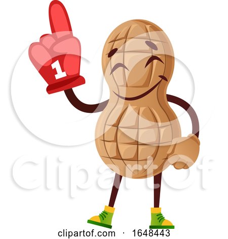 Cartoon Peanut Mascot Character Wearing a Foam Finger by Morphart Creations