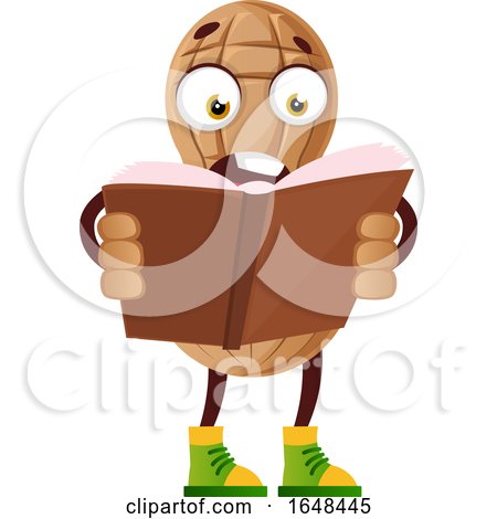 Cartoon Peanut Mascot Character Reading a Book by Morphart Creations