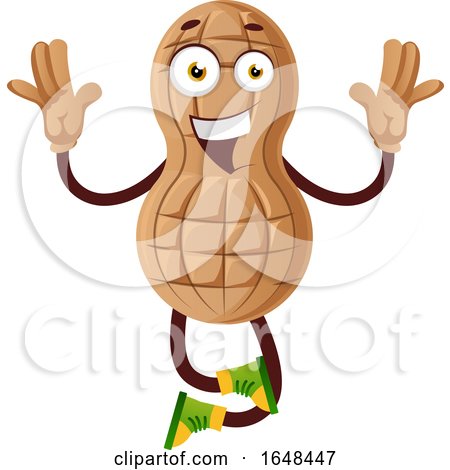 Cartoon Peanut Mascot Character Jumping by Morphart Creations