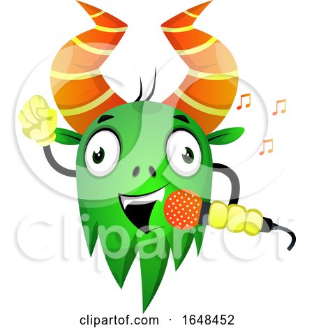 Cartoon Green Monster Mascot Character Singing by Morphart Creations