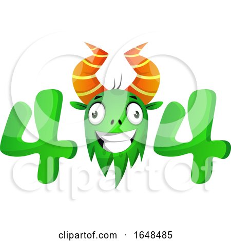 Cartoon Green Monster Mascot Character in an Error Code by Morphart Creations