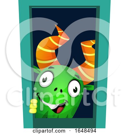 Cartoon Green Monster Mascot Character Peeking by Morphart Creations