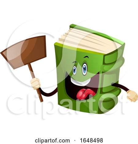 Green Book Mascot Character Holding a Shovel by Morphart Creations