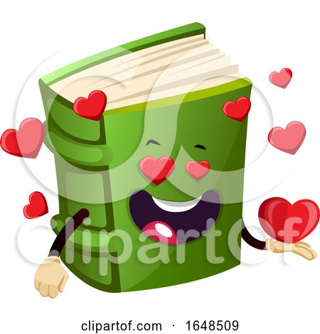 Green Book Mascot Character with Hearts by Morphart Creations