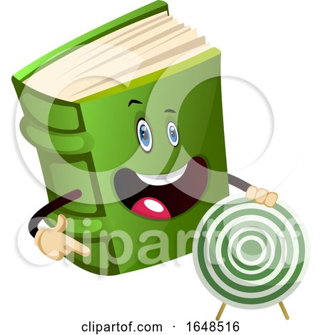 Green Book Mascot Character Holding a Target by Morphart Creations