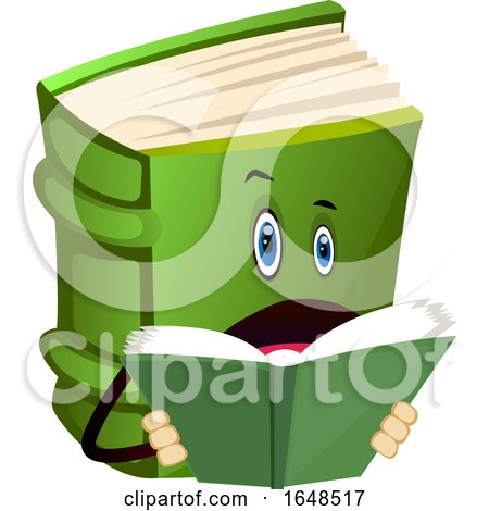 Green Book Mascot Character Reading by Morphart Creations
