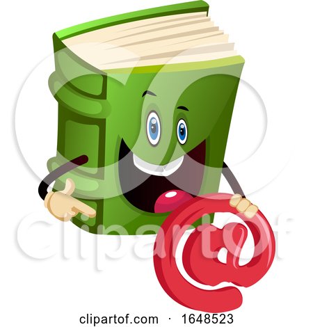 Green Book Mascot Character Holding an Email Symbol by Morphart Creations