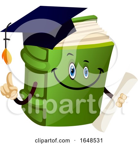 Green Graduate Book Mascot Character by Morphart Creations