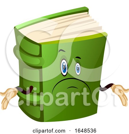 Green Book Mascot Character Shrugging by Morphart Creations