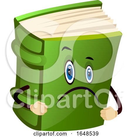 Sad Green Book Mascot Character by Morphart Creations