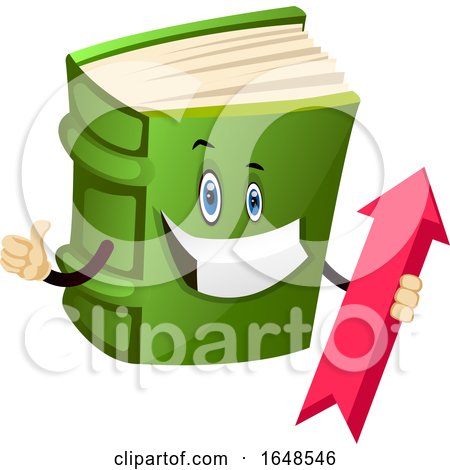 Green Book Mascot Character Holding an Arrow by Morphart Creations