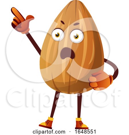 Almond Mascot Character Pointing and Looking Upset by Morphart Creations