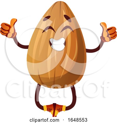 Almond Mascot Character Jumping and Giving Two Thumbs up by Morphart Creations