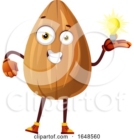 Almond Mascot Character Holding a Light Bulb by Morphart Creations