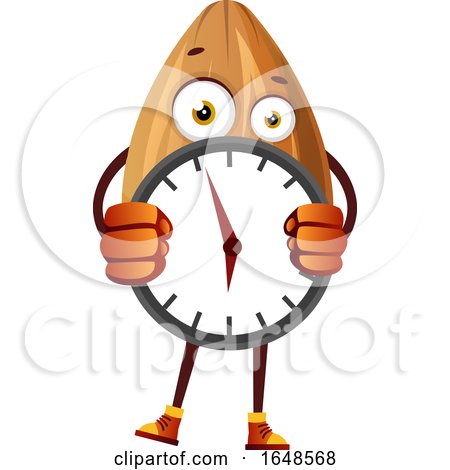 Almond Mascot Character Holding a Clock by Morphart Creations