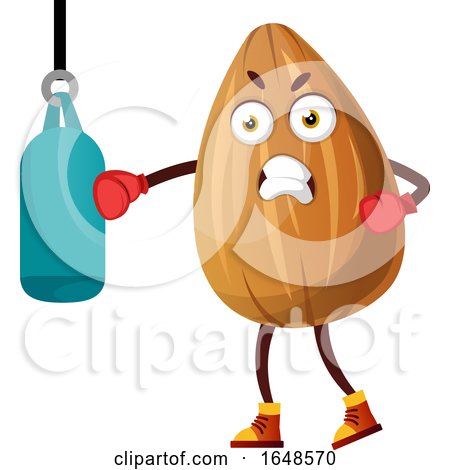 Almond Mascot Character Using a Punching Bag by Morphart Creations