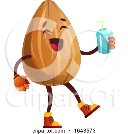 Almond Mascot Character Holding a Beverage by Morphart Creations