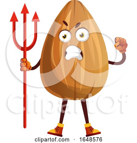 Mad Almond Mascot Character Holding a Trident by Morphart Creations