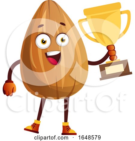 Almond Mascot Character Holding a Trophy by Morphart Creations