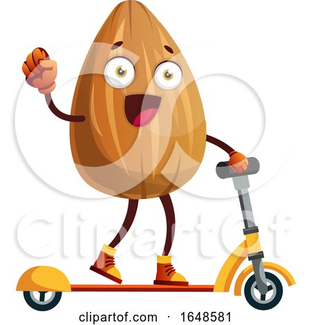 Almond Mascot Character on a Scooter by Morphart Creations