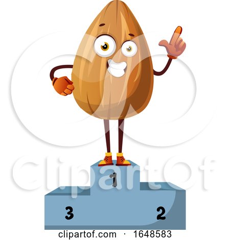 Almond Mascot Character Standing First Place on a Podium by Morphart Creations