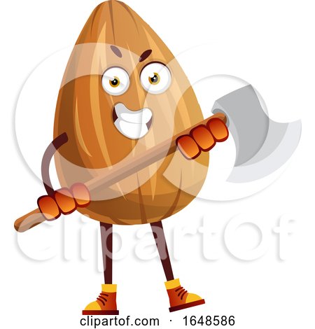 Almond Mascot Character Holding an Axe by Morphart Creations