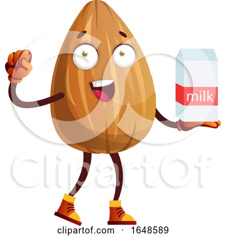 Almond Mascot Character Holding a Milk Carton by Morphart Creations