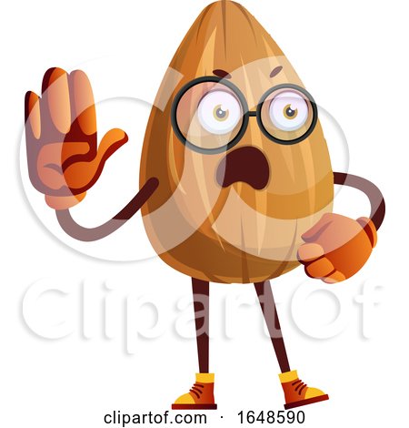 Almond Mascot Character Holding a Hand up by Morphart Creations