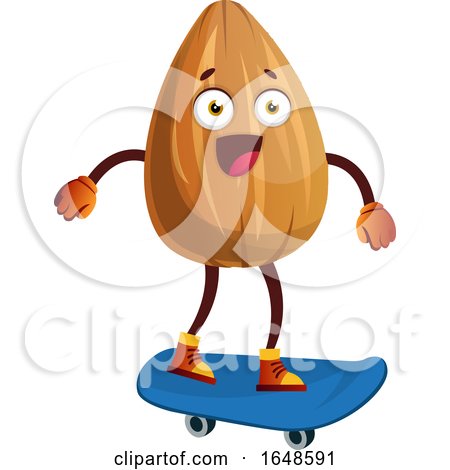 Almond Mascot Character Skateboarding by Morphart Creations