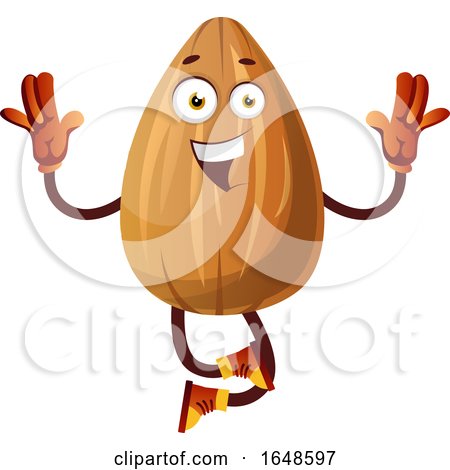 Almond Mascot Character Jumping by Morphart Creations