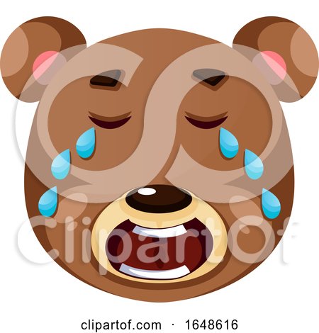 Brown Bear Crying, Illustration, Vector on White Background. by Morphart Creations