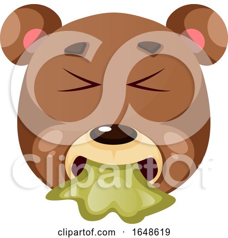 Brown Bear Is Feeling a Little Bit Sick, Illustration, Vector on White Background. by Morphart Creations