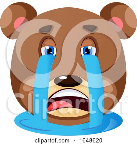 Grizzly Bear Crying His Eyeballs Out, Illustration, Vector on White Background. by Morphart Creations