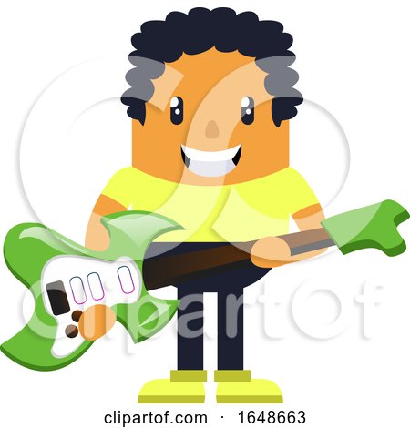 Man Holding Green Guitar by Morphart Creations