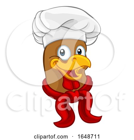 Chicken Chef Rooster Cockerel Cartoon Character by AtStockIllustration
