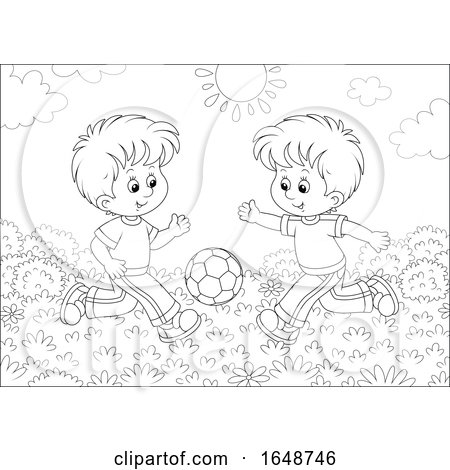 Black and White Boys Playing Soccer by Alex Bannykh