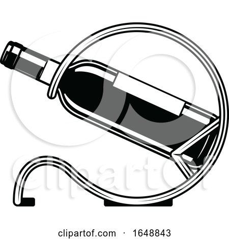 Black and White Wine Bottle in a Holder by Vector Tradition SM