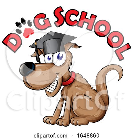 Cartoon Happy Dog Graduate Under Text by Domenico Condello