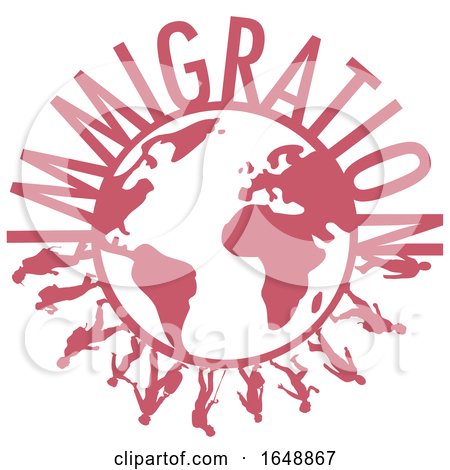 Silhouetted Immigrants Around a Globe by Domenico Condello