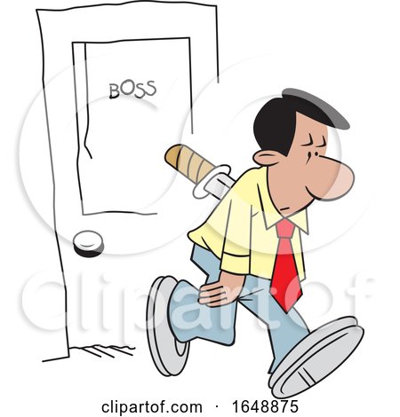 Cartoon Hispanic Man Stabbed in the Back and Leaving an Office by Johnny  Sajem #1648875
