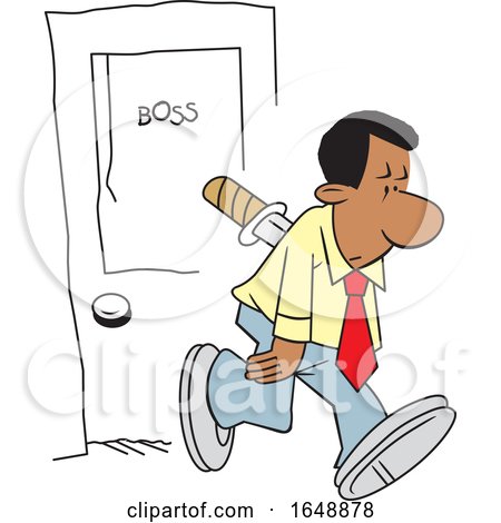 Cartoon Black Man Stabbed in the Back and Leaving an Office by Johnny Sajem
