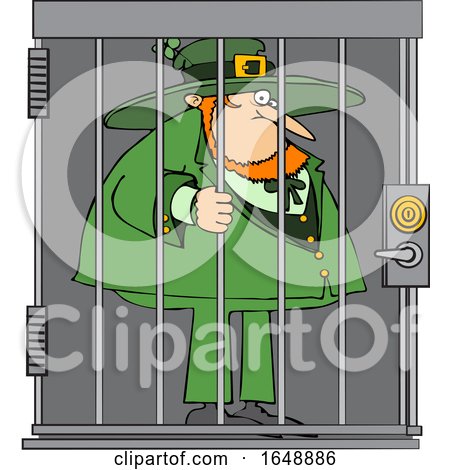 Cartoon Leprechaun in Jail by djart